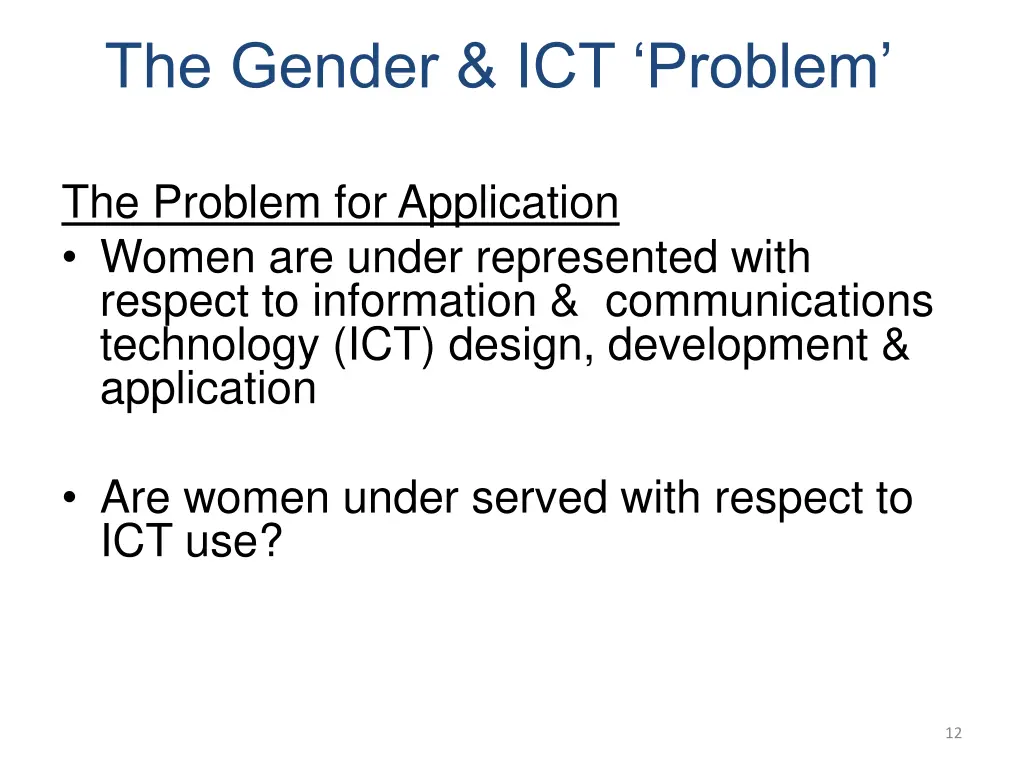 the gender ict problem