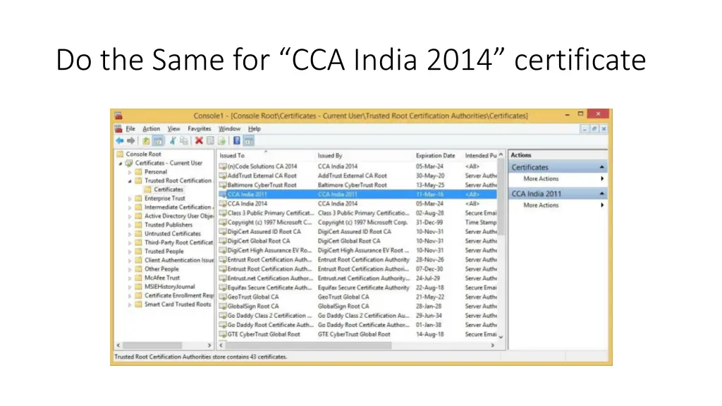 do the same for cca india 2014 certificate