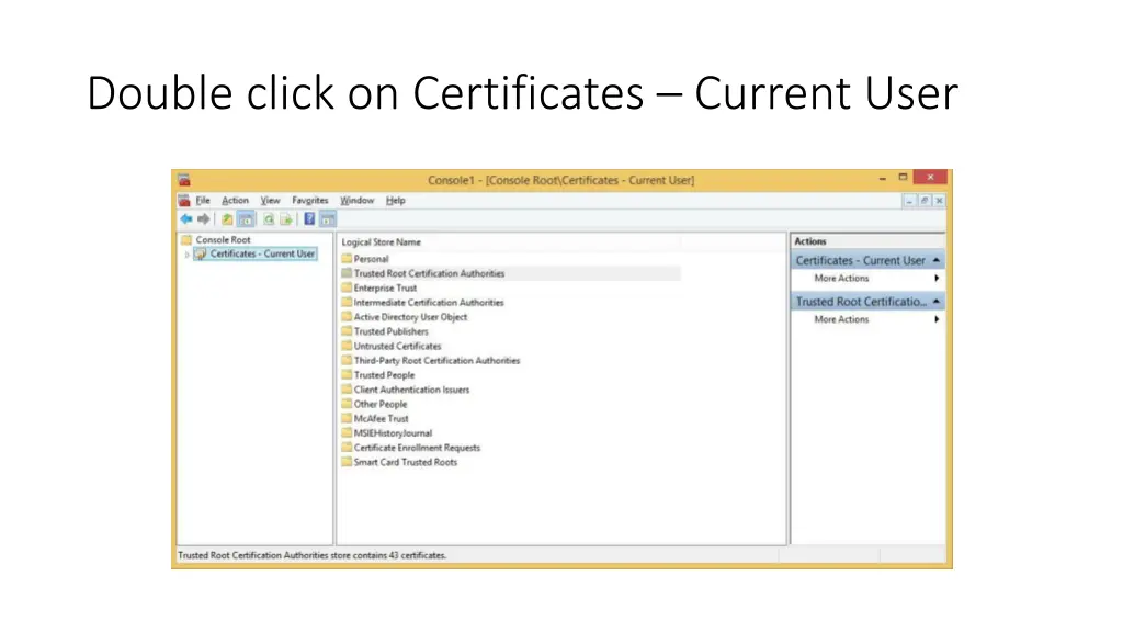double click on certificates current user