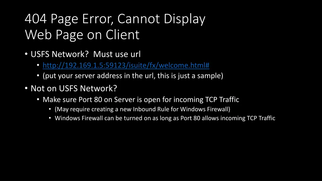 404 page error cannot display web page on client