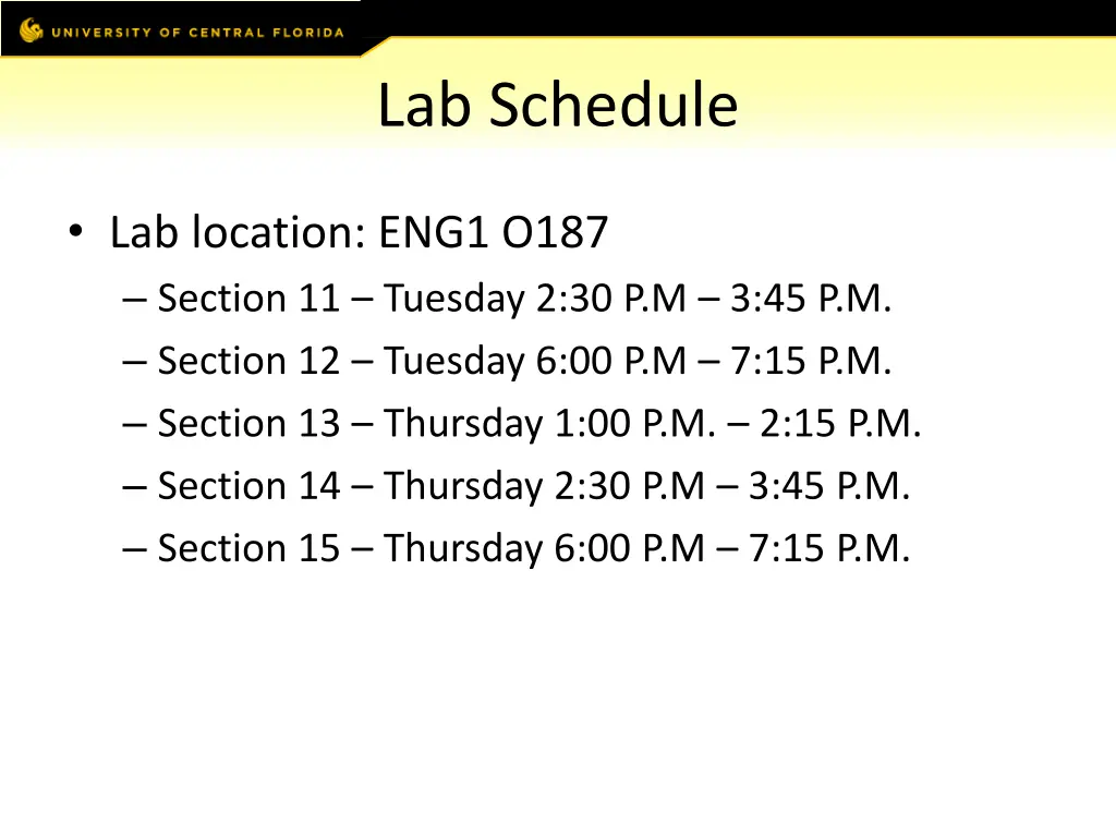 lab schedule