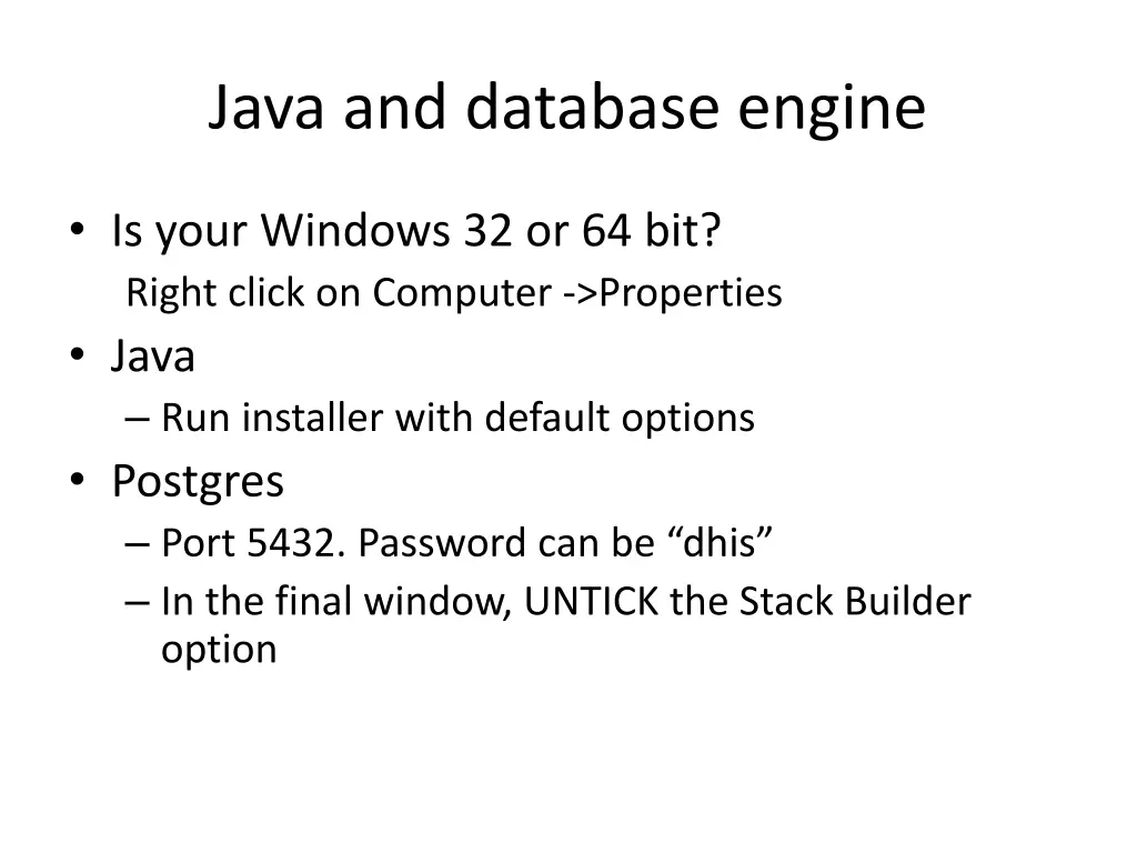 java and database engine
