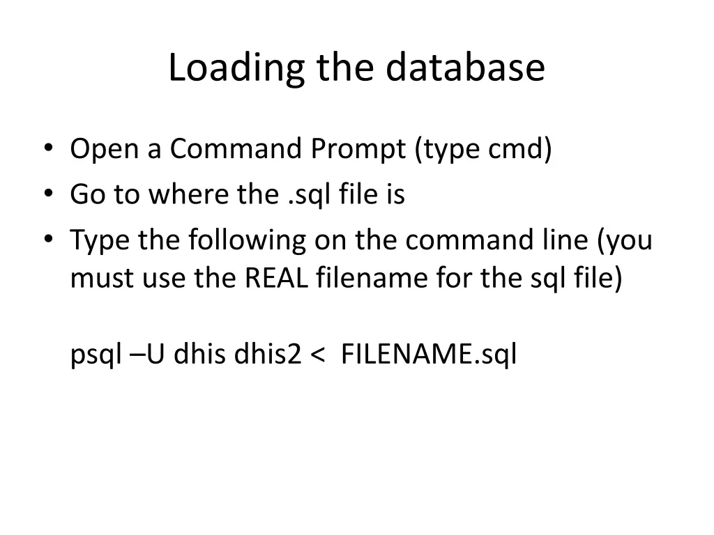loading the database