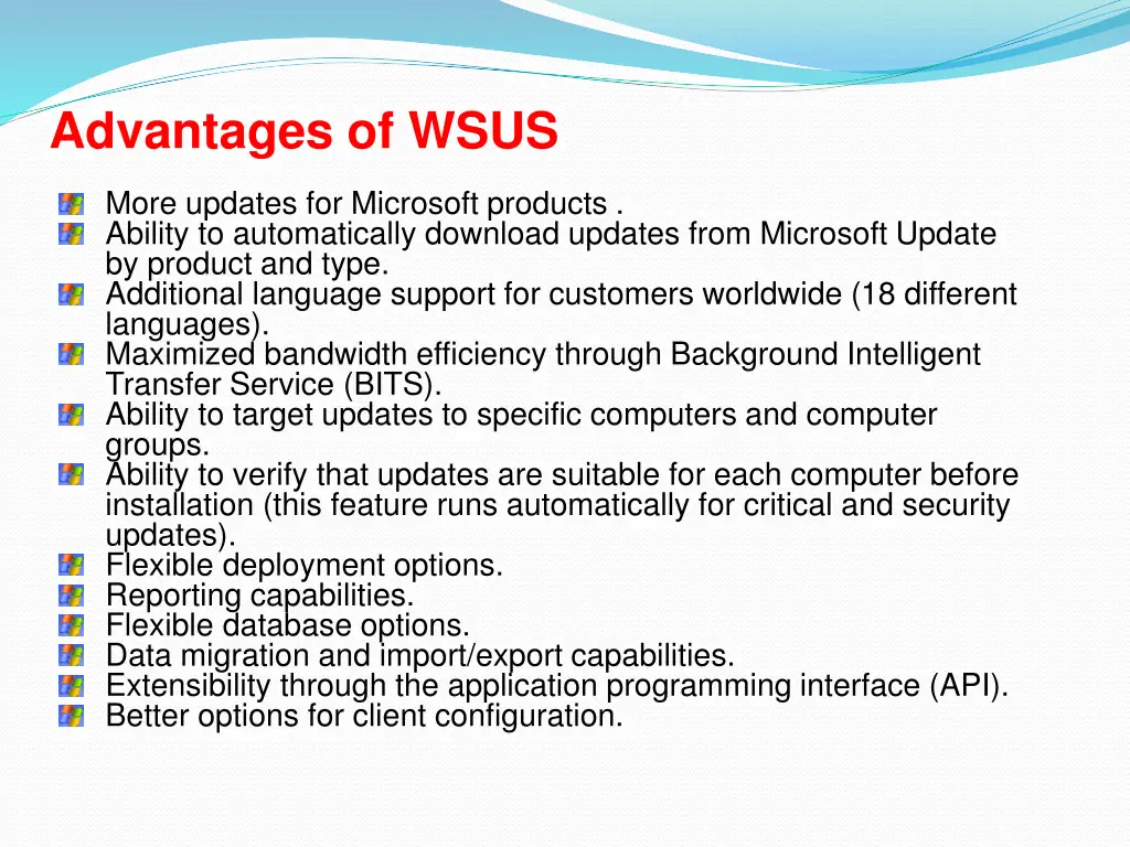 advantages of wsus