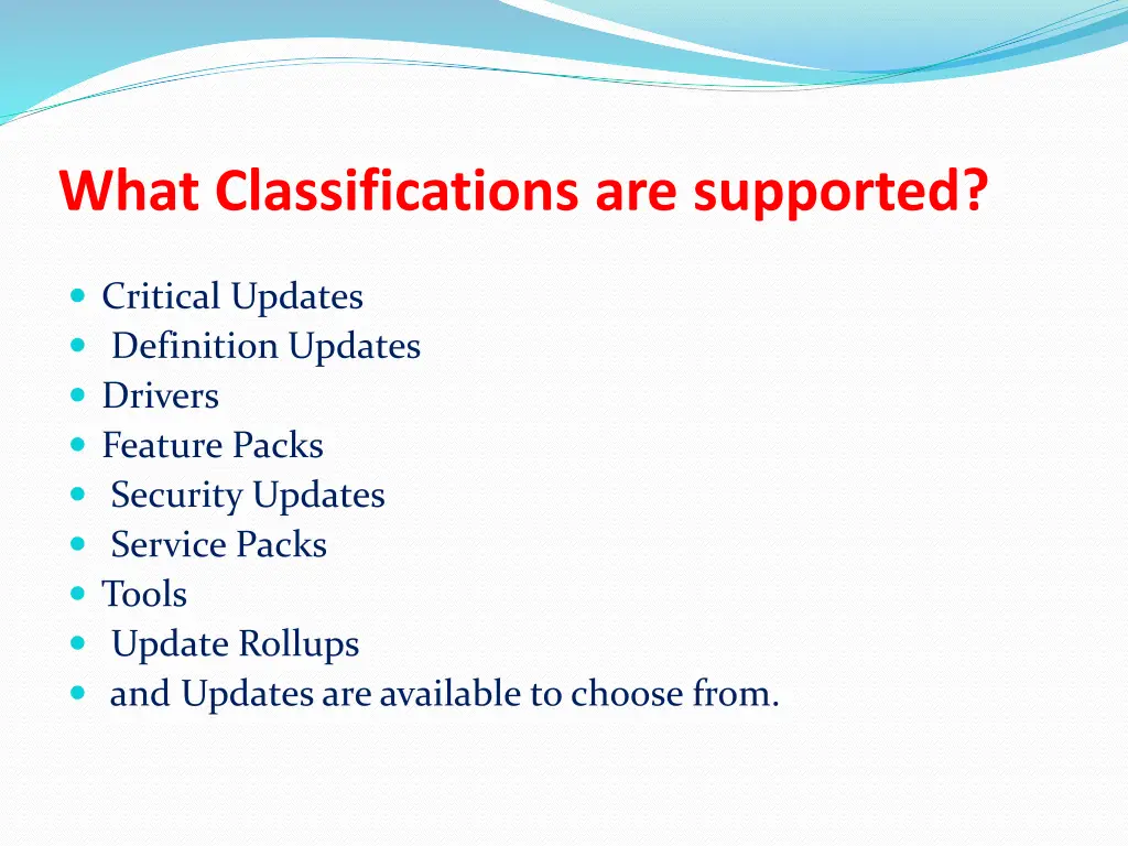 what classifications are supported