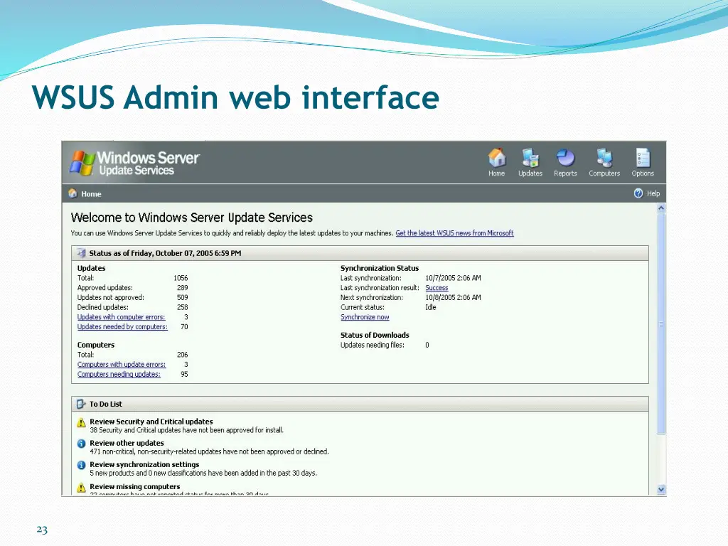 wsus admin web interface