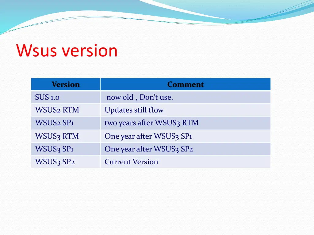 wsus version