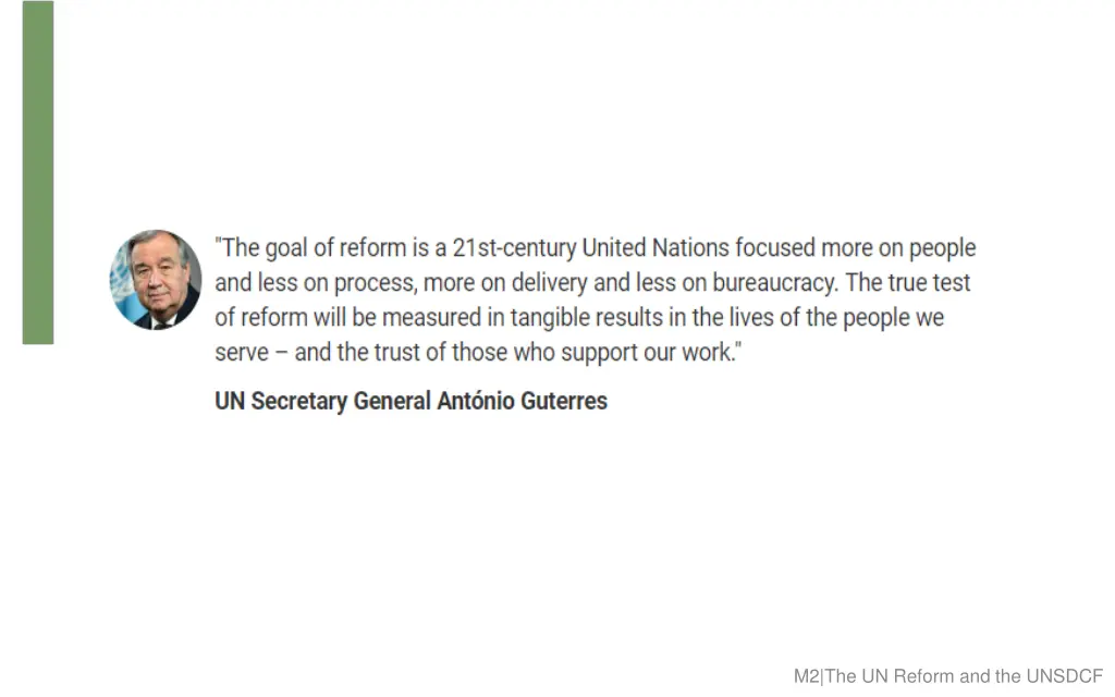 m2 the un reform and the unsdcf