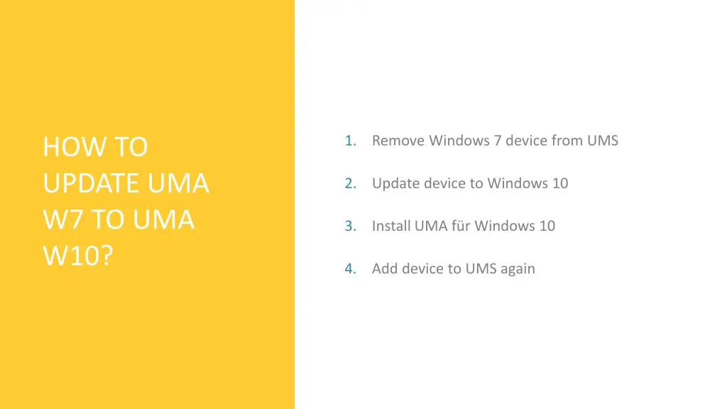 how to update uma w7 to uma w10