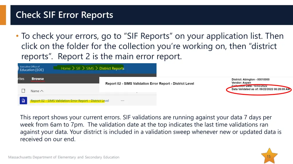 check sif error reports