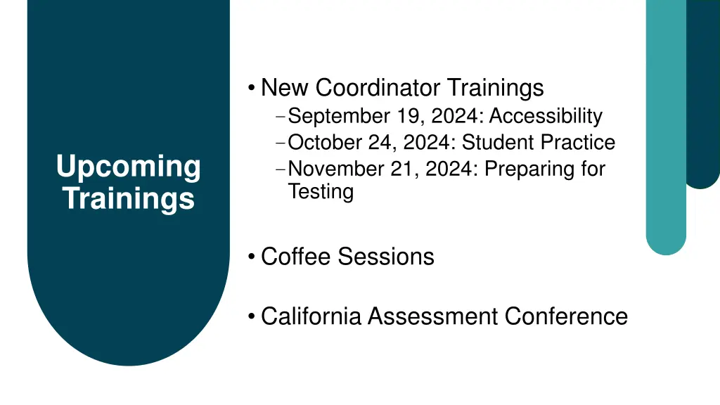 new coordinator trainings september 19 2024
