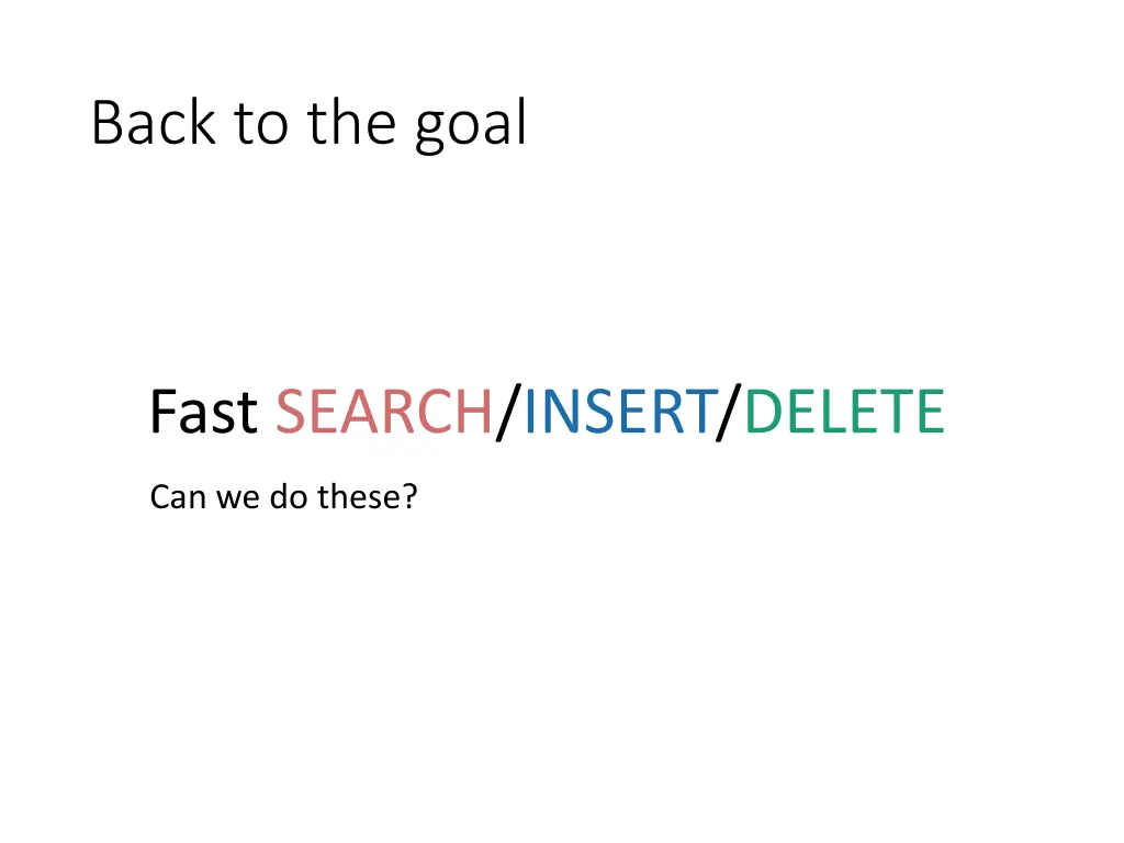 back to the goal