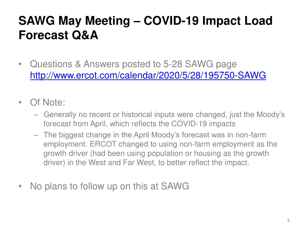 sawg may meeting covid 19 impact load forecast q a