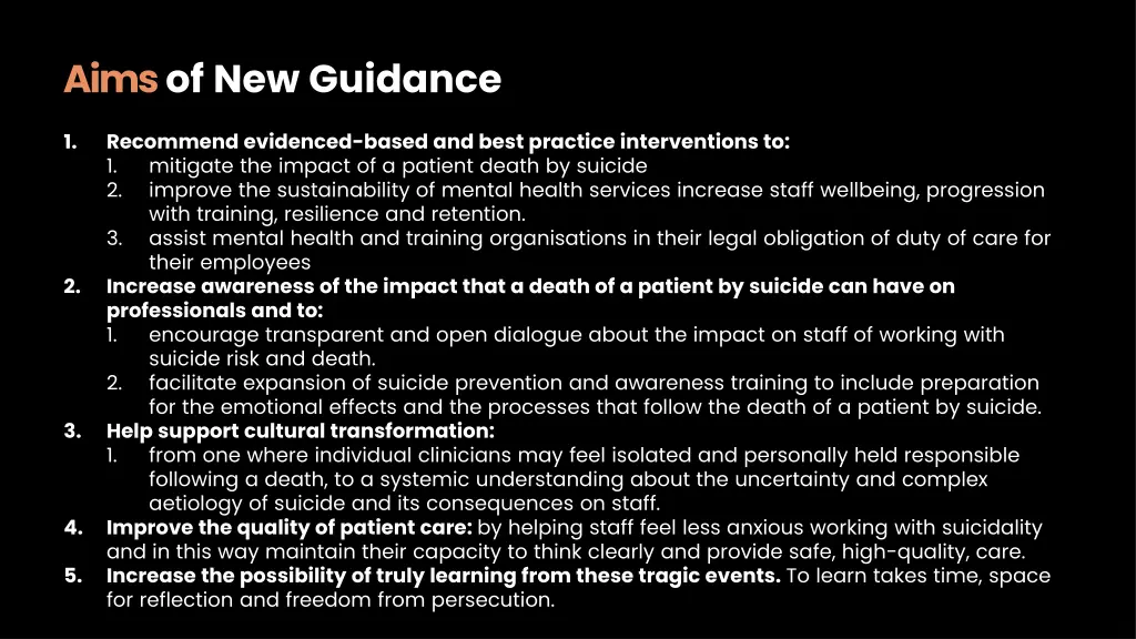 aimsof new guidance