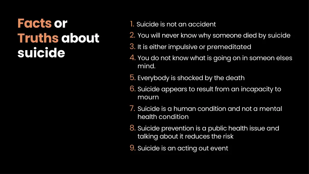 facts or truths about suicide