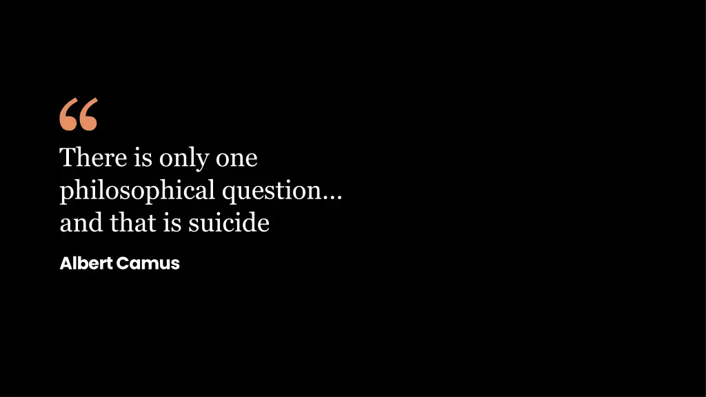 there is only one philosophical question and that