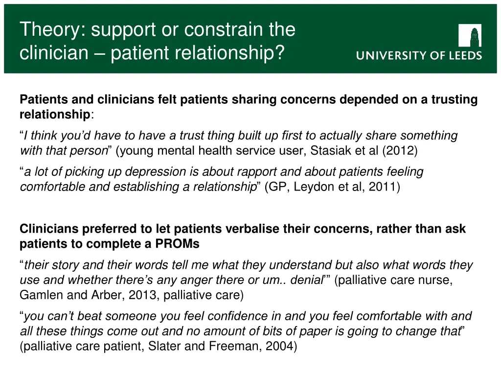theory support or constrain the clinician patient