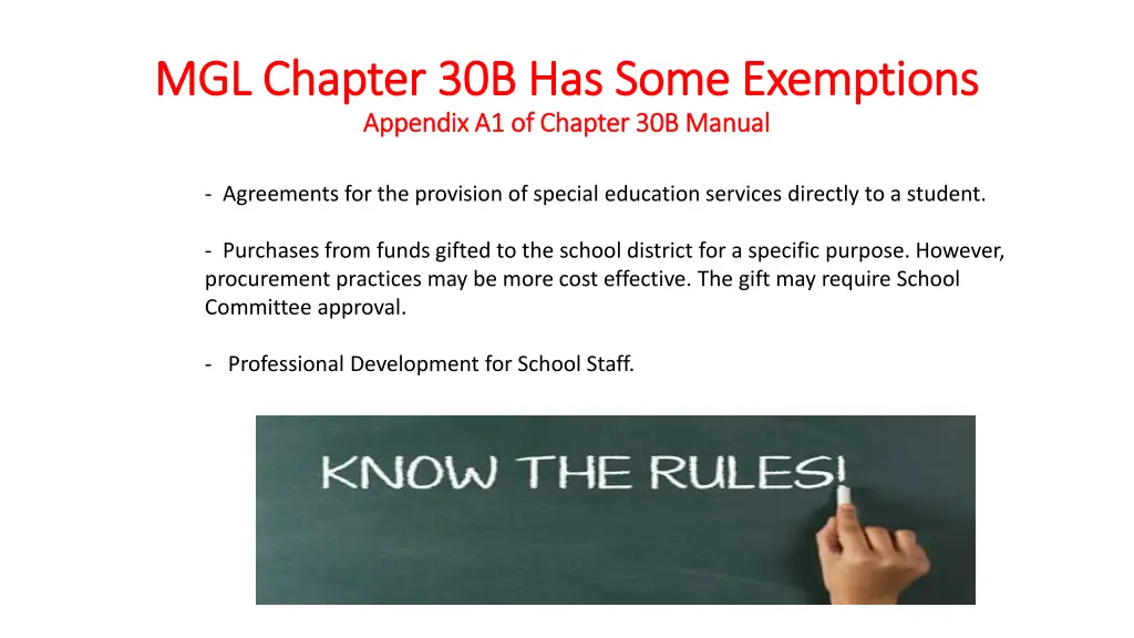 mgl chapter 30b has some exemptions mgl chapter