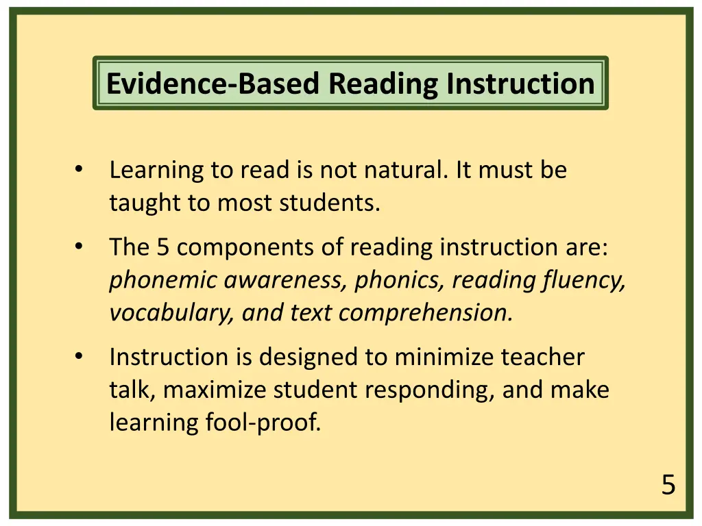 evidence based reading instruction