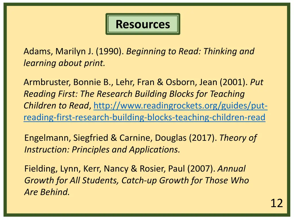 resources
