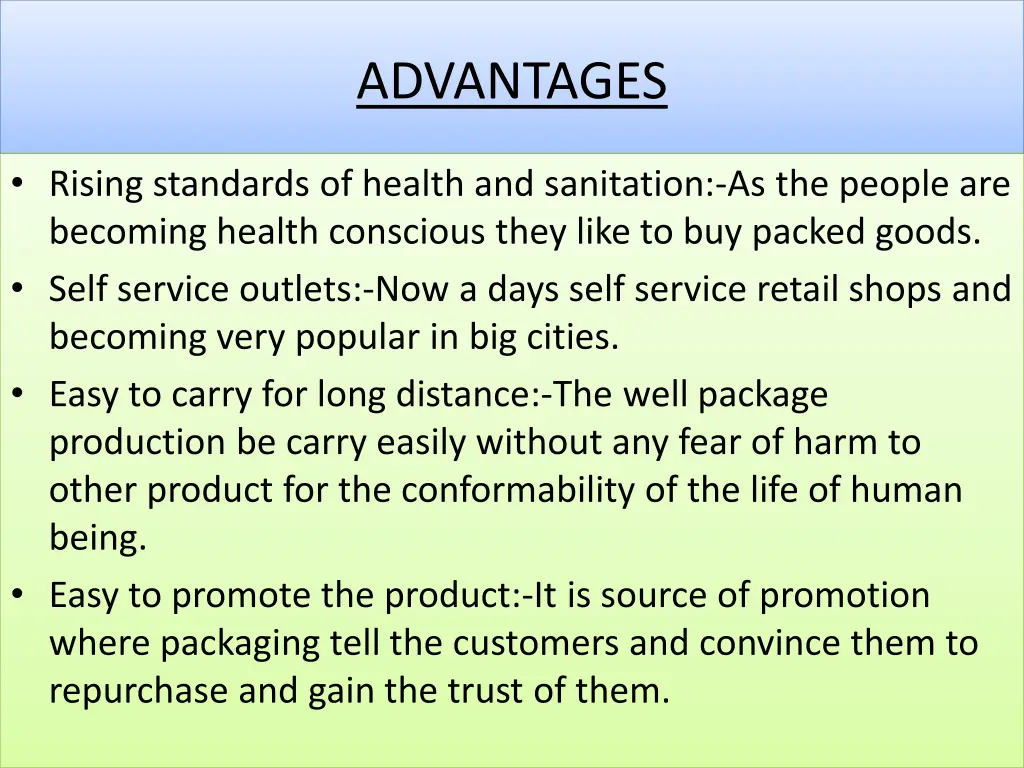 advantages