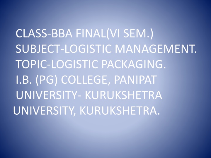 class bba final vi sem subject logistic