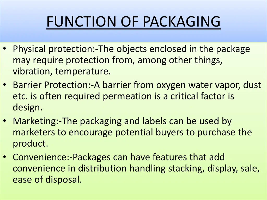 function of packaging