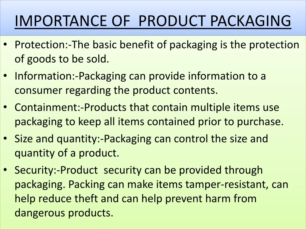 importance of product packaging