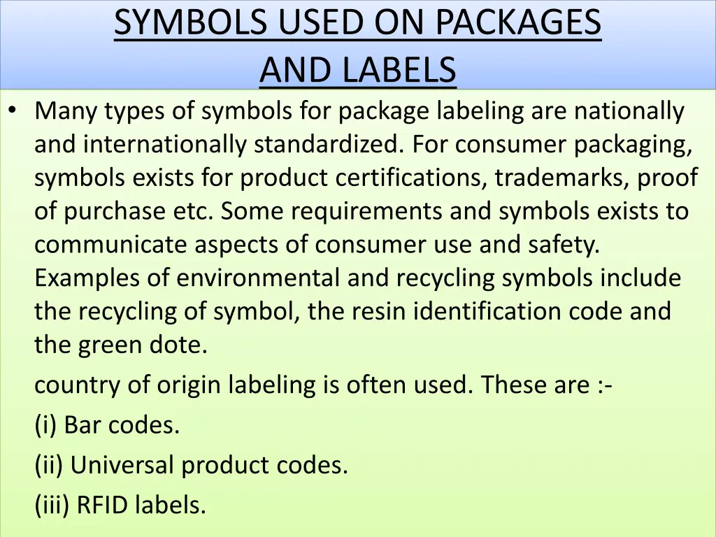 symbols used on packages and labels many types