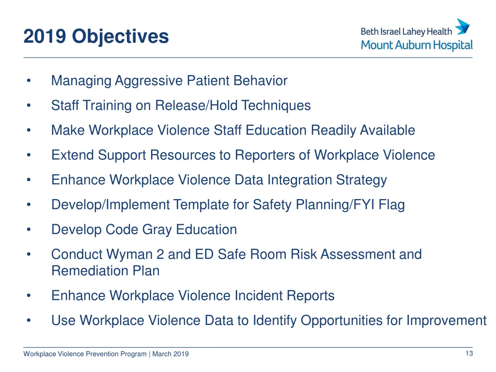 2019 objectives