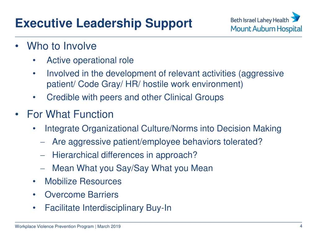 executive leadership support