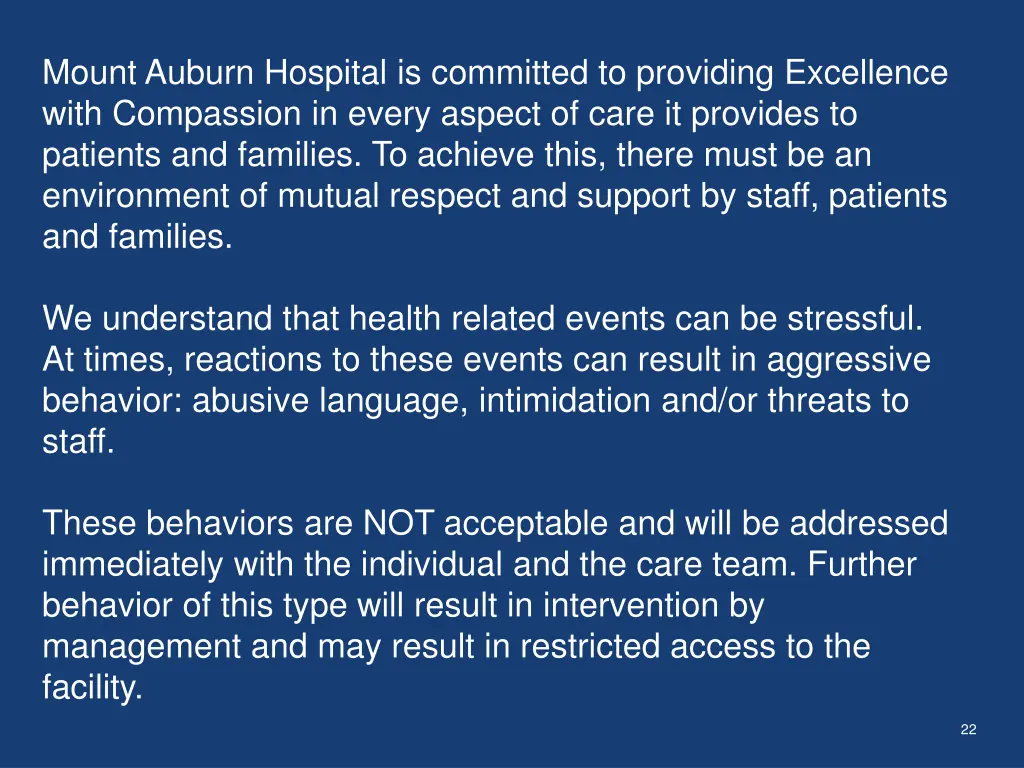 mount auburn hospital is committed to providing
