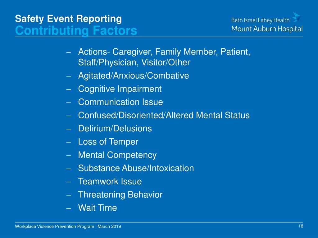 safety event reporting contributing factors