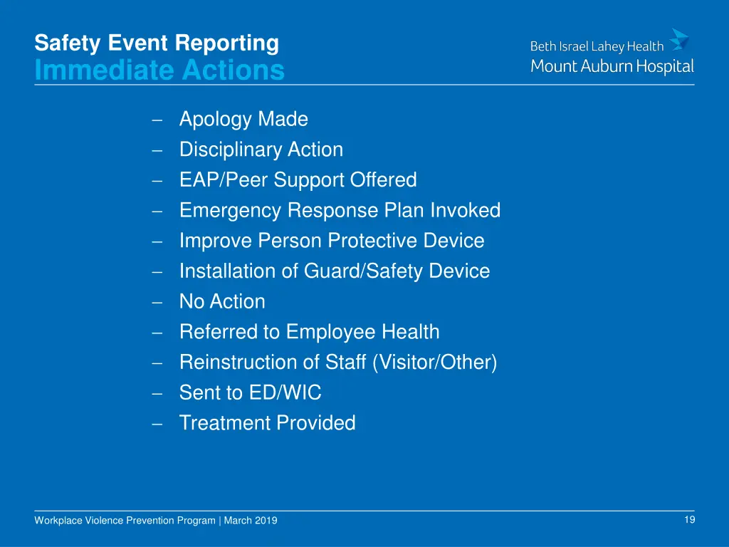 safety event reporting immediate actions