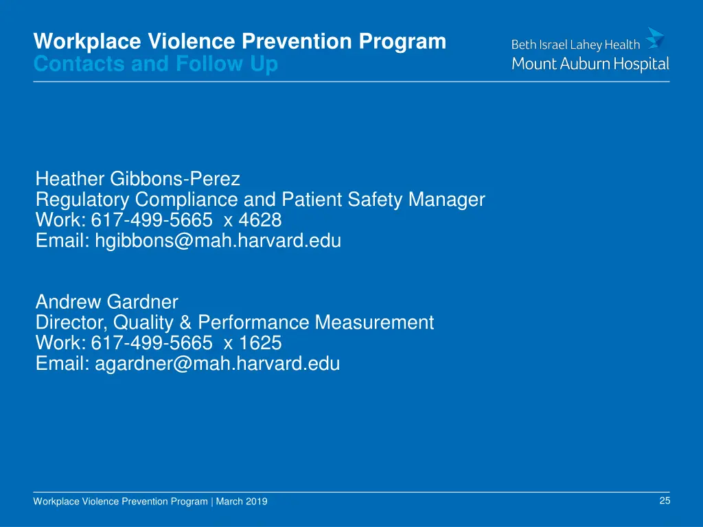 workplace violence prevention program contacts