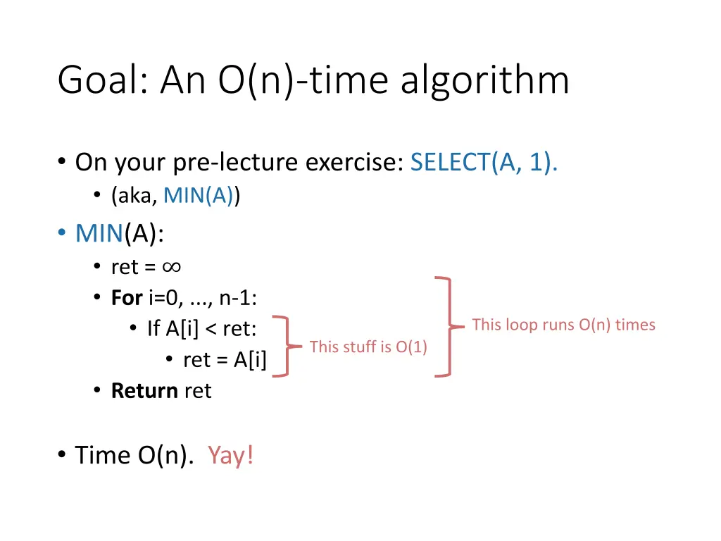 goal an o n time algorithm