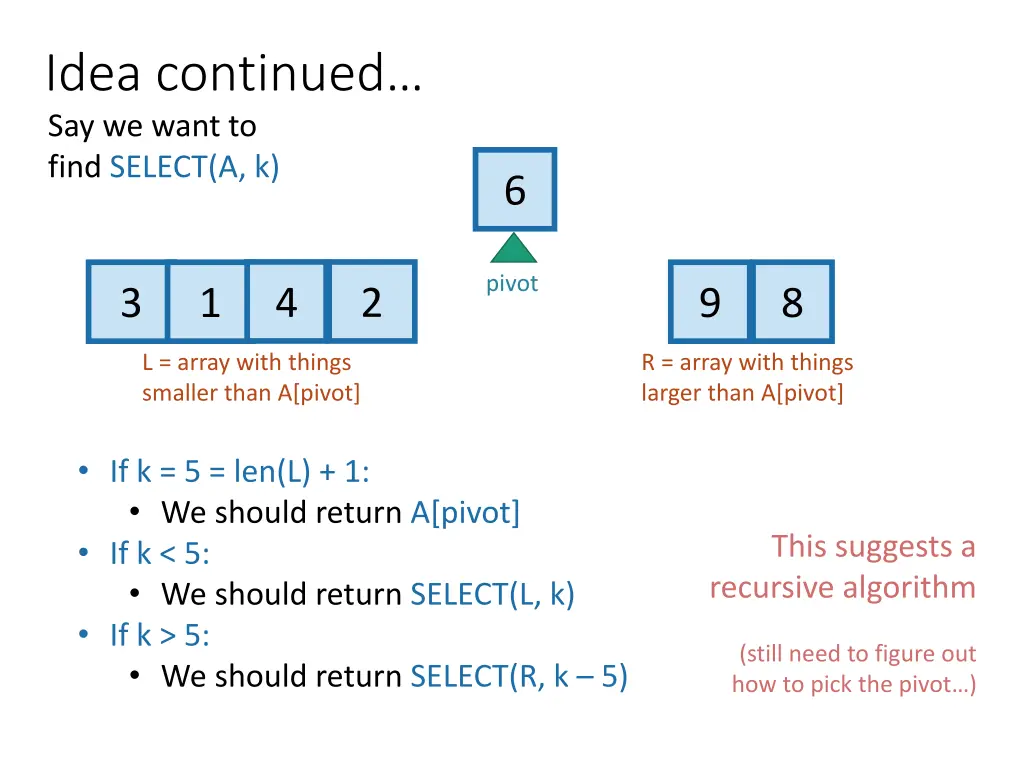 idea continued say we want to find select a k