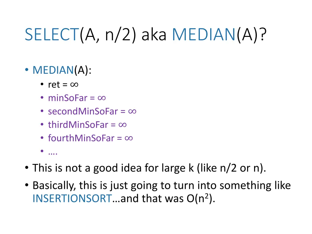 select a n 2 aka median a