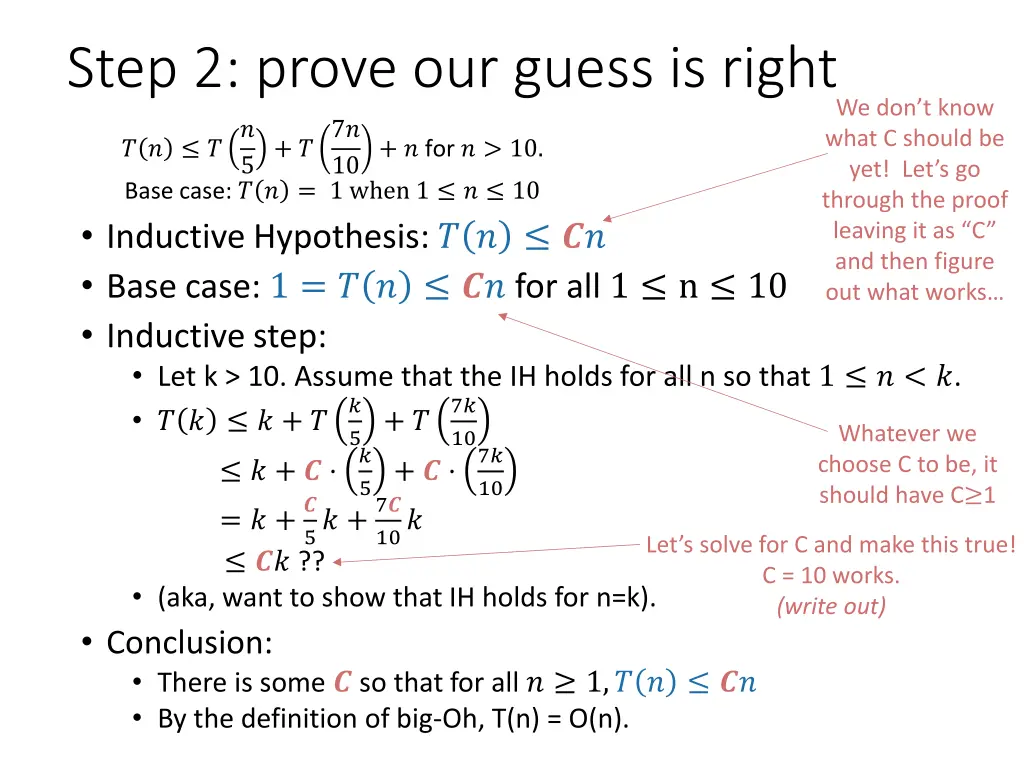 step 2 prove our guess is right