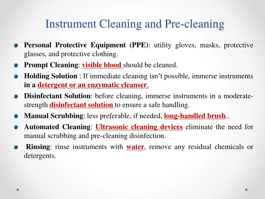 instrument cleaning and pre cleaning