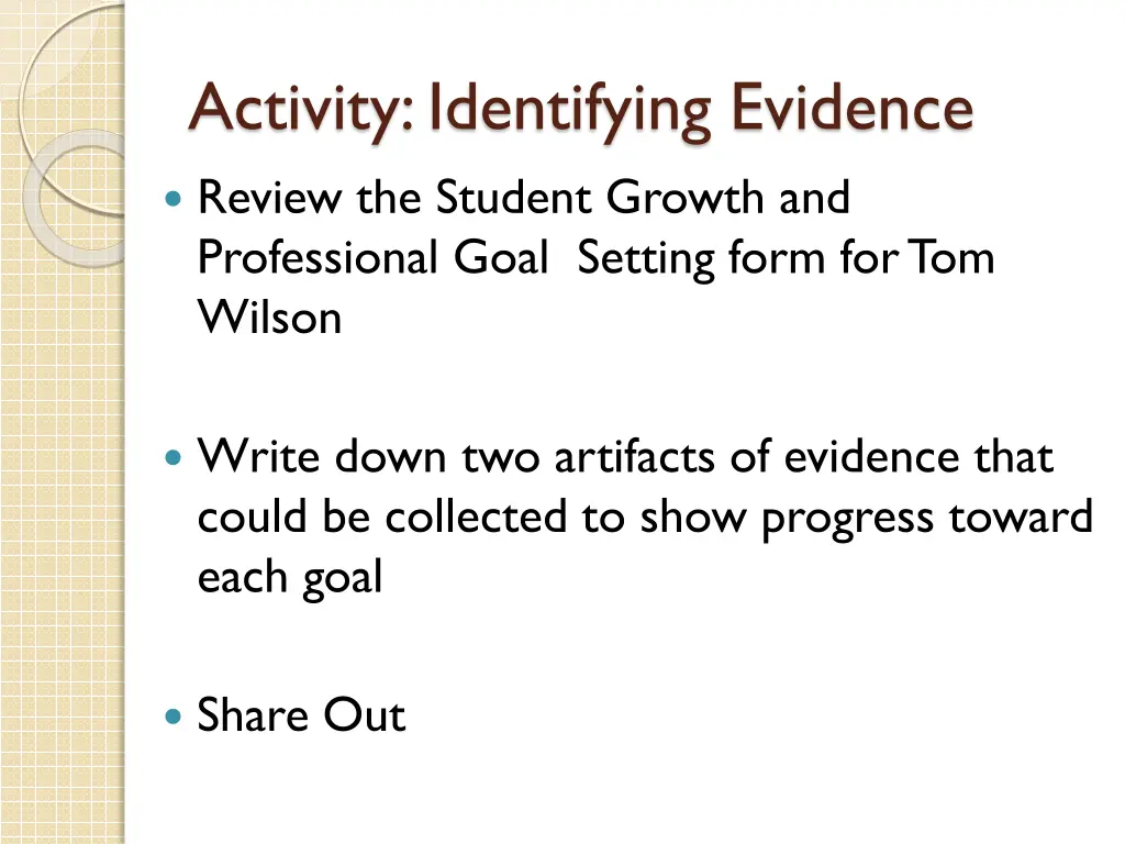 activity identifying evidence