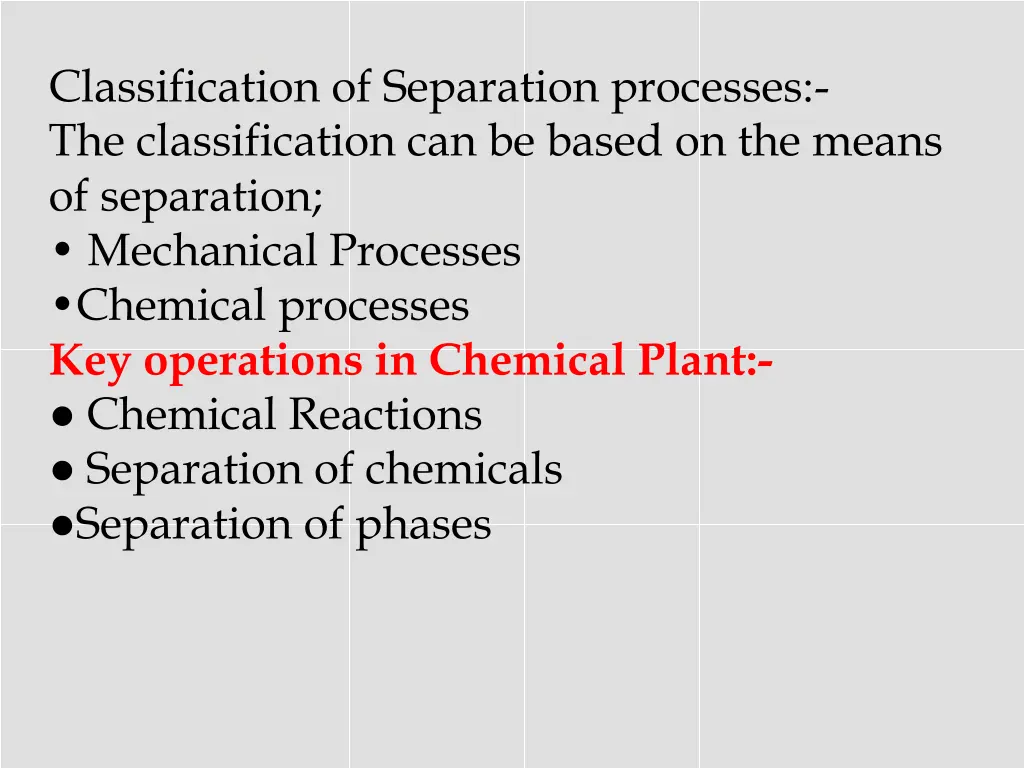 classification of separation processes