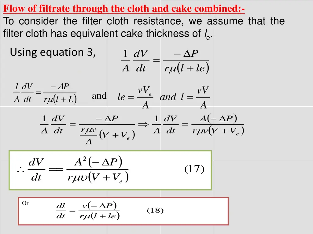 flow of filtrate through the cloth and cake