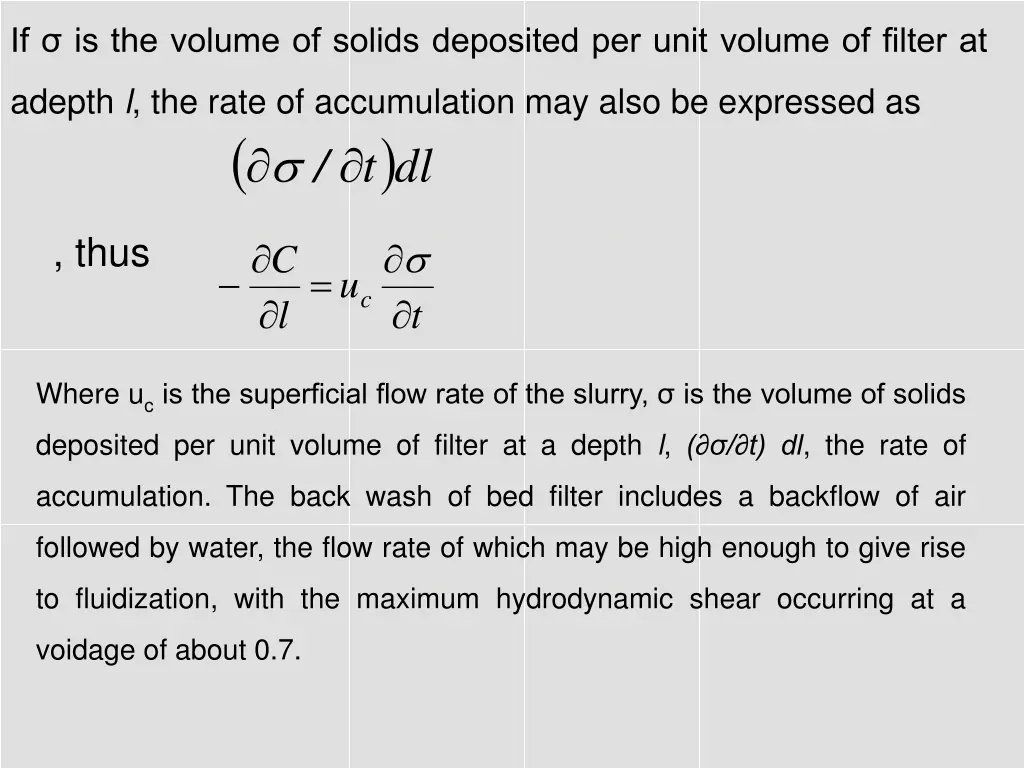 if is the volume of solids deposited per unit