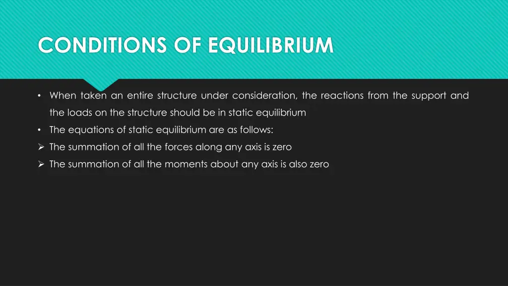 conditions of equilibrium