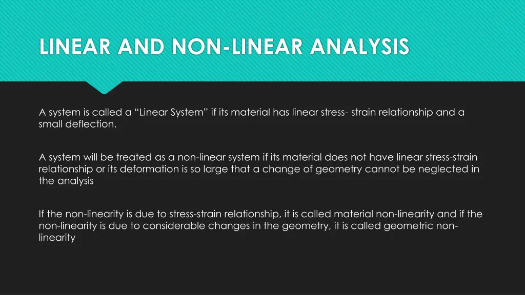 linear and non linear analysis