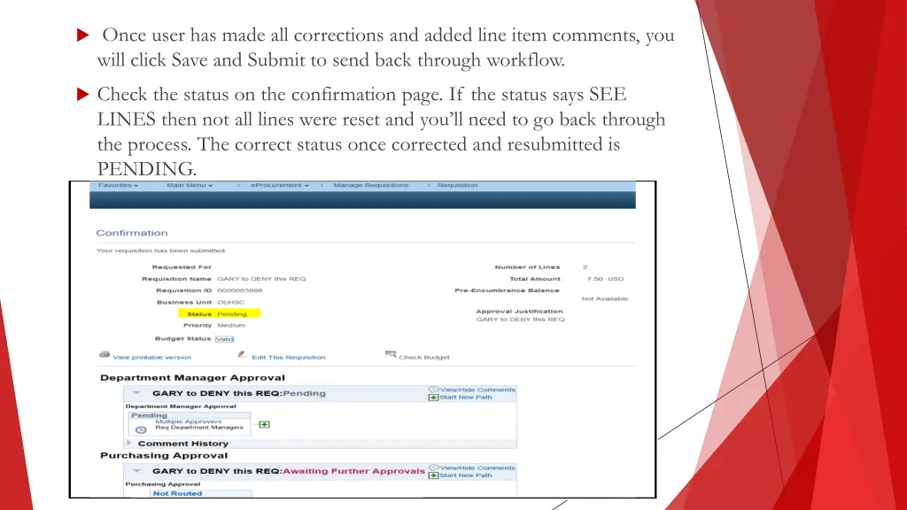 once user has made all corrections and added line