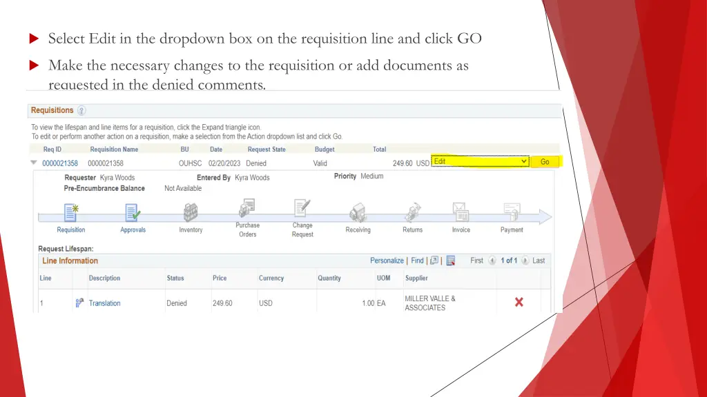 select edit in the dropdown