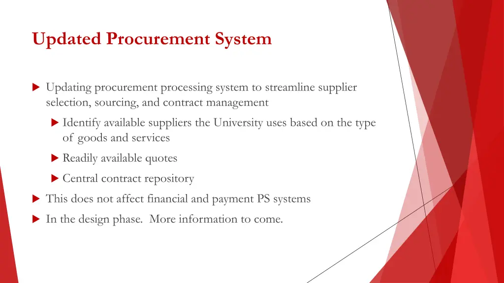 updated procurement system