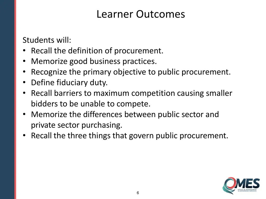 learner outcomes